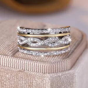 Multi-layer Infinity Rings - Fashion Retro Engagement Rings for Women & Girls, Synthetic Zirconia Inlay Stackable Rings, Perfect for Weddings & Daily Wear Valentine's Day Gift