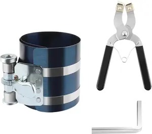 Piston Ring Compressor Tool,Piston Compressor Tool Kit with Pistons Rings Pliers  Four Corner Wrench,Adjustable Pistons Ring Tools Range from 2.08" to 5."