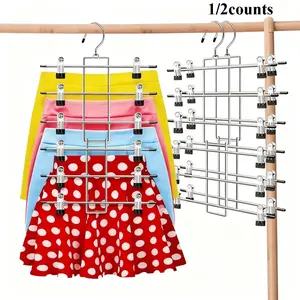 Closet Organizers and Storage,6 Tiers Skirt Pants Hangers with Clips Space Saving for Home Organization and Storage,College Dorm Room Essentials for Girls Guys,Wardrobe Clothes Organizer