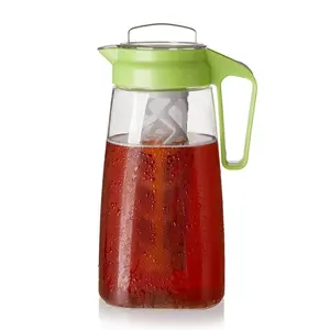 Airtight Iced Tea Pitcher with Infuser Basket and Leak-Free Lid