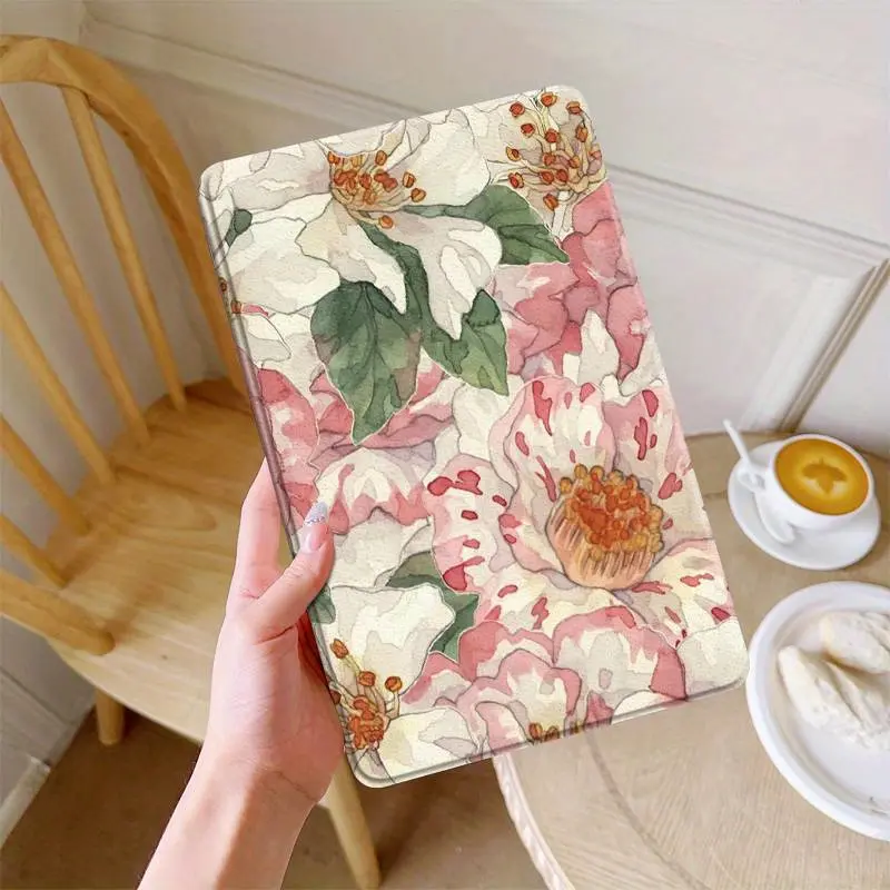 Floral Pattern Multi-Angle Tablet Case for Ipad 2 3 4 5 6 9. 7 Inch 2017 2018 Air 1 2 3 4 5 10. 2 10. 5 10. 9 Inch for Ipad Pro 2017 2018 2020 2021 for Ipad Mini 4 5 6 2019 2021 8. 3 Inch Tablet Case Sleep Wake Case