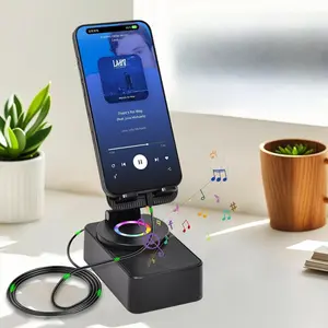 Wireless Bluetooth Speaker with Colorful LED Lighting 360° Rotatable 3-in-1 Phone Stand for iPhone & Tablets Portable Rechargeable for Streaming & Charging Ideal Gift for Men & Women