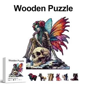Skeleton Queen Wooden Puzzle for Adults, Unique Shaped Pieces, Exquisite Gift Box, Brain Exercise, Room Decor, Holiday Gifts, Christmas Gifts