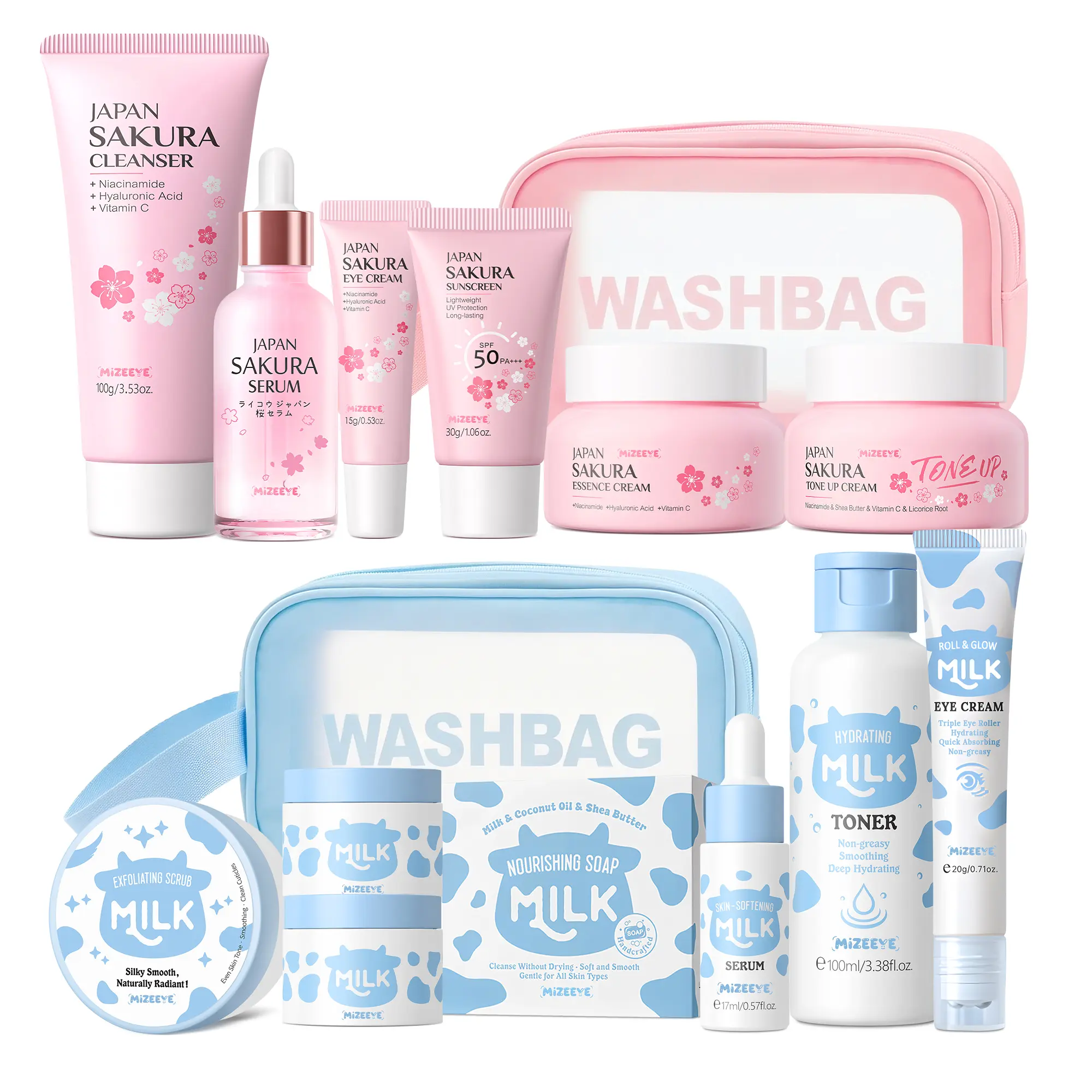 Kids & Teens Milk Skincare Set (12PCS) - Gentle Moisturizer, Cleanser, Hydrating Nourishing Daily Face Care Kit, Ideal Gift