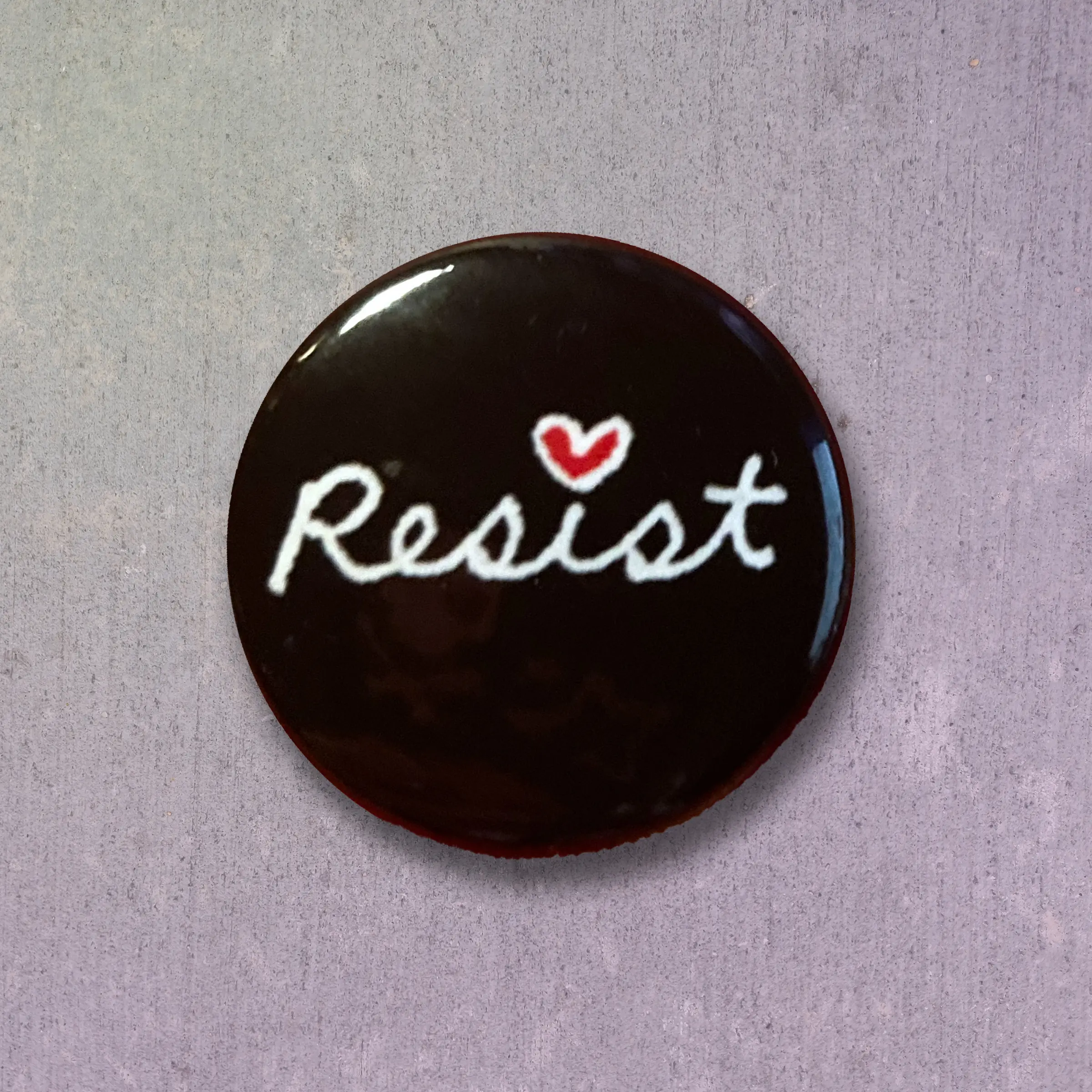 Resist with Heart 1" Pinback Button - Black Red