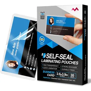 Self Seal Laminating Pouches, Self Sealing for 2.6x3.9 Inch, Business Cards Size, , 10 Mil Thick, Gloss Finish, No Machine Needed, 30 Pack