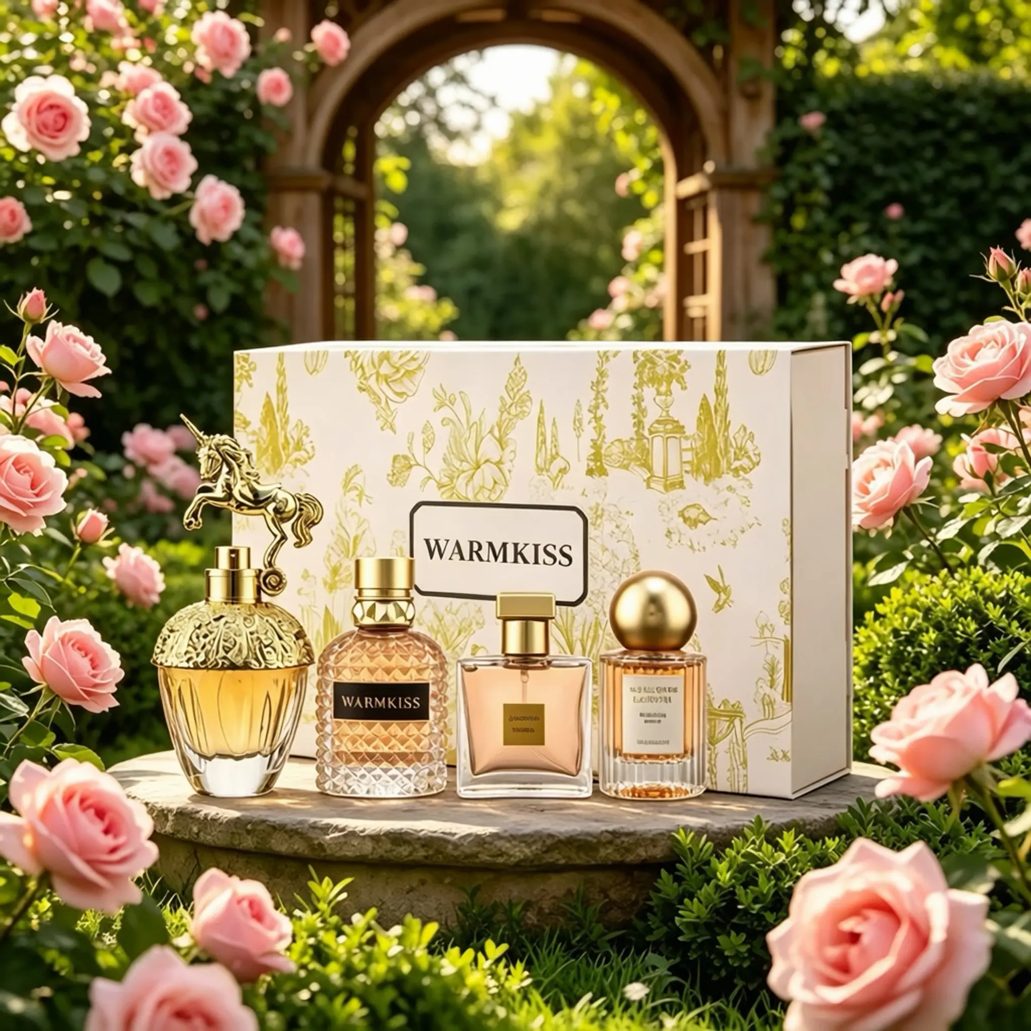 Warmkiss Luxury Perfume Set - Elegant Floral Fragrance Collection for Women - Perfect Gift Boxed Set 4-piece-perfume for women,women perfumes,perfumes para mujer,mykonos fragrances，vanilla perfume，long lasting perfumes