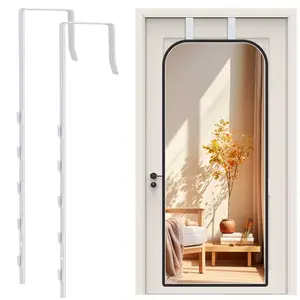 Over-The-Door Mirror Hanger, Adjustable Door Mirrors Hanger Set with Protective Lining, 2 Pcs Door Brackets Perfect Height and Fit (Mirror Not Included)
