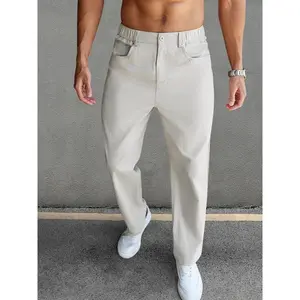 Men'sSolidStraightLegPants,CasualLooseFitComfyFashionComfyPlainTrousersforWorkBusinessDailyMenswear,PantsforMen,Men'sBottomsforAllSeasons,CasualStreetPants,RelaxedTailoredPants,ComfortableFabric,CasualFittedPockets