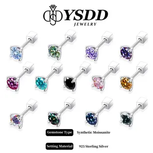 【#586 Single Stud】Colorful Screwback Stud Single Stud 0.3CT-1CT vvs Synthetic Moissanite Earrings in 925 Sterling Silver SpringStatements