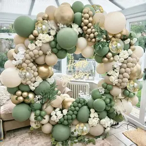 Sage Green White Sand Balloon Arch Kit, Green Beige  Metallic Balloons Garland Kit with  Confetti Balloons for Birthday Wedding  Showr Bridal Shower Bachelorette Party Decorations...