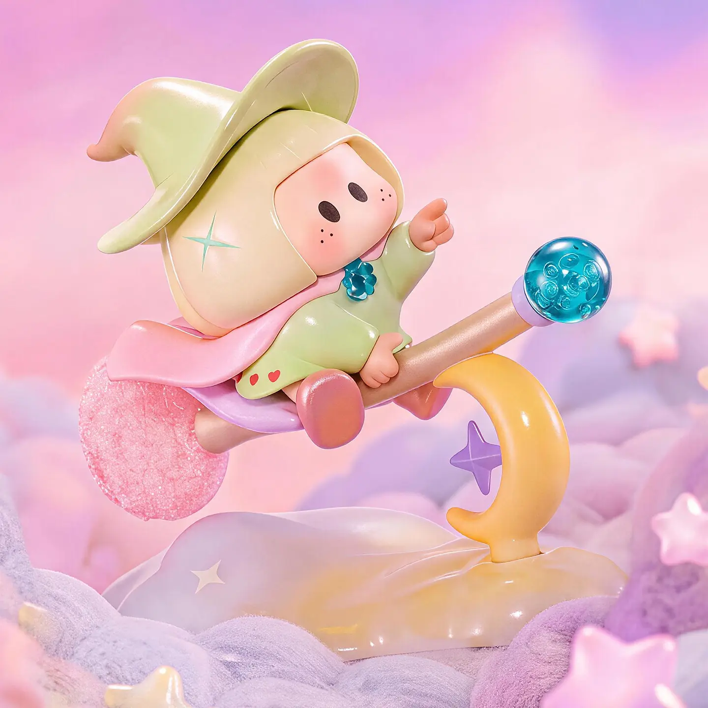 YOYO Wish Magic Girl Series Figure Blind Box Cute Witch Broom Styling Figurines Smooth Resin Craft Dreamy Desk Ornament To Relieve Stress For Students And Young Workers sohochic
