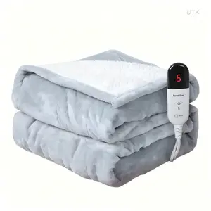Heated Blanket Throw Blanket - Fast Heating Electric Blanket, Soft Flannel Heated Throw with 4 Time Settings, 6 Heating Settings, Warm Gifts for Grandma & Grandpa (50x60 inches, Grey)
