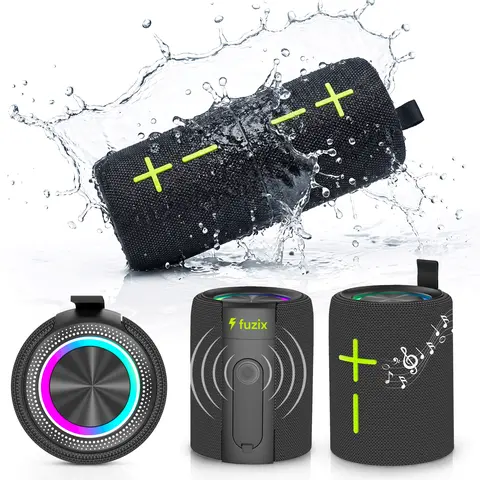Fuzix Zap 2-in-1 Magnetic True Wireless Bluetooth Bass Speaker - 20W Audio, TWS Stereo Pairing, IPX6 Water Resistant, LED Light, Bluetooth 5.4, 12H Playtime, USB-C Fast Charging, AUX/USB-TF Inputs, Compact Easy-Carry Body, for Couples, Your Way Use