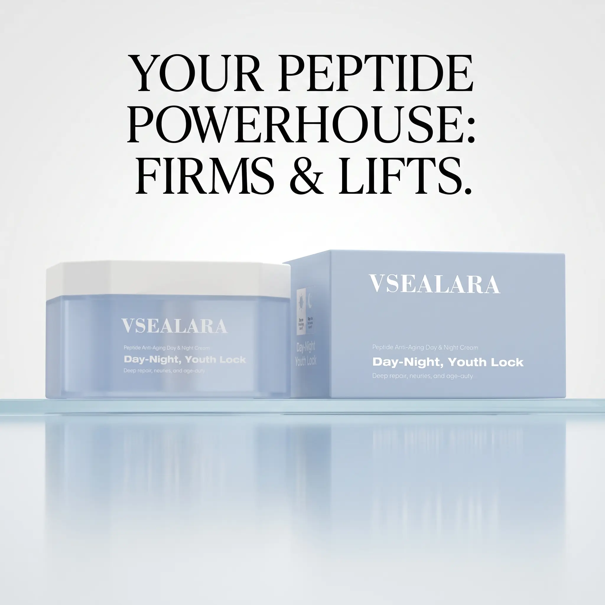 VSEALARA Peptide Day-Night Youth Lock Face Cream, Anti-Aging Moisturizer for Firming and Lifting Skin