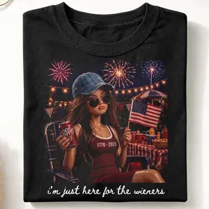 I'm Just Here For The Wieners Comfort Colors Shirt, Doll Face 4th of July Shirt, Hotdog Independence Day Tee, USA 250th Anniversary Tee