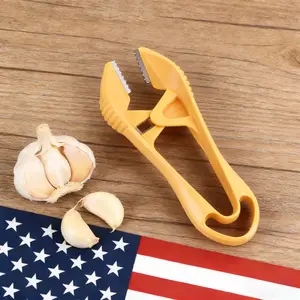 Garlic Peeler, 2026 New Garlic Tweezers with Hanging Hole Manual Peeling Skin Remover Clips Simple Easy Multipurpose Kitchen Clipper Tools for Avoiding Smell on Your Hands (Orange)