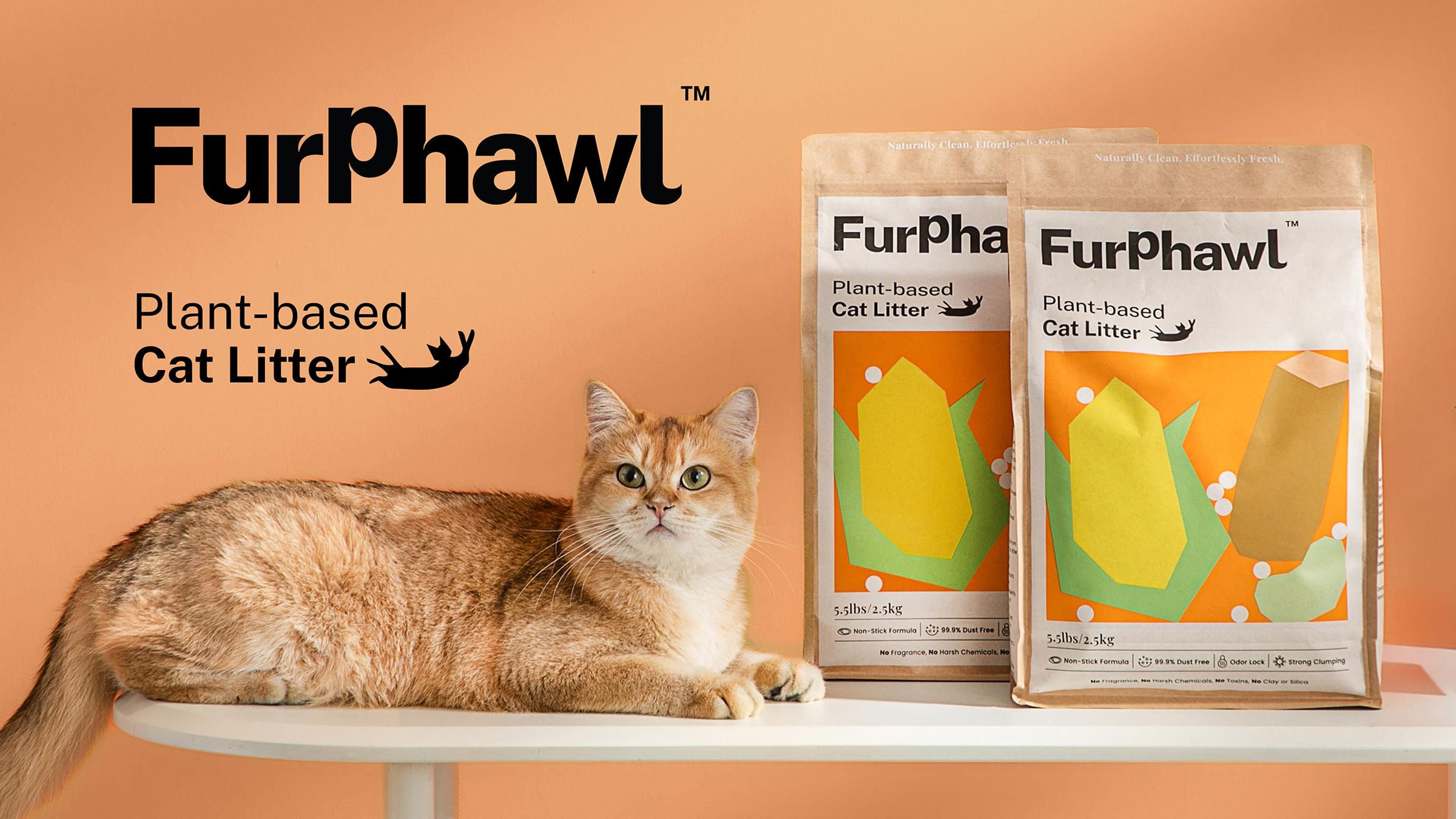 FurPhawl – Cassava Cat Litter, Quick Clumping, 100% Natural, Low Dust, Odor Control, Non-stick formula, Tapioca Cat Litter, Safe for Kitten & Self Cleaning Cat Litter Box, Baking Soda