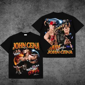 [WWE] JOHN CENA The Power Wrestling Graphic T-Shirt, WWE Legend Inspired Streetwear Tee, Neon Warrior Vintage Style Shirt, Oversized Cotton Unisex Casual Outfit, WWE Retro Fan Apparel Gift