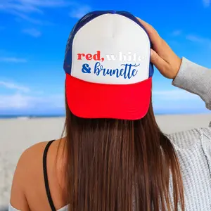 Red White & Brunette Trucker Cap | Patriotic USA flag colors