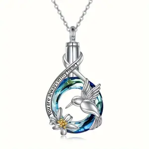 Hummingbird Urn Necklace for Ashes | Cremation Jewelry Keepsake | Remembrance Gift for Women | Stainless Steel