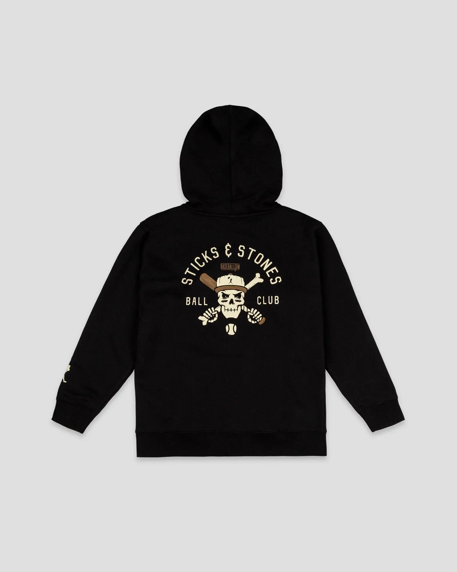 Baseball Graphic Pullover Sweatshirt with Sticks and Stones Design - Relaxed Fit with Diamond Texture and Embroidery, Fabric, Sleeve, Sweatshirts, Cotton, Tops