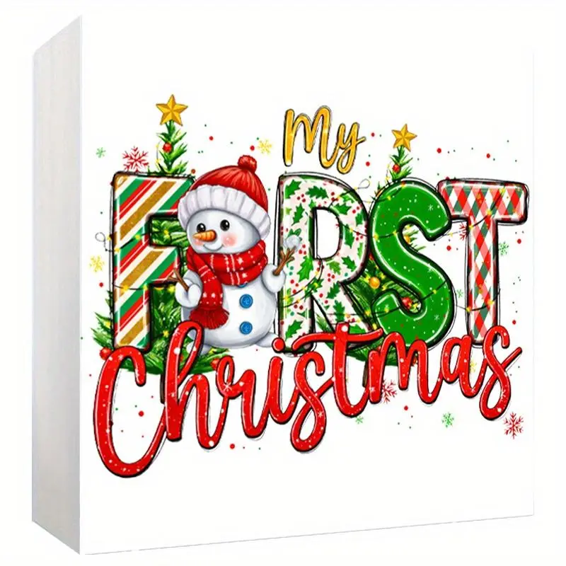 Merry Christmas Themed PVC Sign, 1 Count Colorful Desk Decorative Ornament, Bookshelf Decoration for Home Office for Holiday Party Christmas