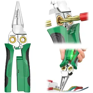 Pro 8-in-1 Wire Stripper Cutter with Voltage Tester - Heavy Duty 12-250V AC/DC Electrical Tool, Dual Alarm Hot/Neutral Wire Detector for Electrician & HVAC