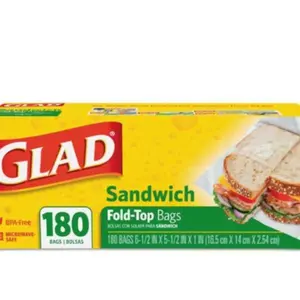 Glad Fold Top Sandwich Bags 180-Count Plastic Bags Foldable Design Eco-Friendly & Microwave Safe