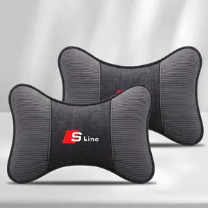Corduroy Leather Car Headrest Neck Support Seat Pillow Protect Neck For Audi sline A4 A6 C6 C5 C7 4F A1 A7 A8 Q2 B7 B8 B9 A3 8P 8V 8L A5 Car Accessories