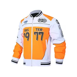 Men's Spring Autumn Color Block Casual with Motorcycle Stand Collar & Letter Print Fashionable Long Sleeve Coats Menswear Jeans Fluorescent Green Tops Korean Varsity Patchwork Windbreaker red leather plaid shirt jacket university day hm weston and co mr a