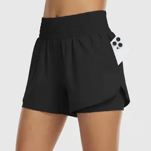 Summer sports and fitness style Women's Solid Color High Waist Gym Shorts, Casual Comfy Breathable Shorts for Yoga Gym Workout Running, Ladies Summer Bottoms, Activewear