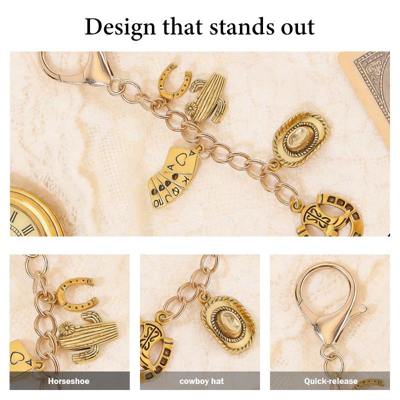 Coastal Cowgirl Purse Charm - Gold Western Chain with Boot & Hat Pendants, Trendy Festival Bag Accessory