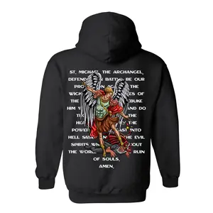 Saint Michael the Archangel Unisex Hoodie, Catholic Prayer Holy Protector Graphic, Vintage Warrior Angel Design, Spiritual Armor Sweatshirt for Believers, Perfect Fall Winter Faith Gift, Made in USA.