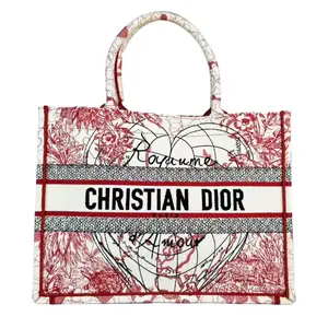 Pre-owned Dior Fabric Tote Bags Book Embroidered Canvas Tote Bag