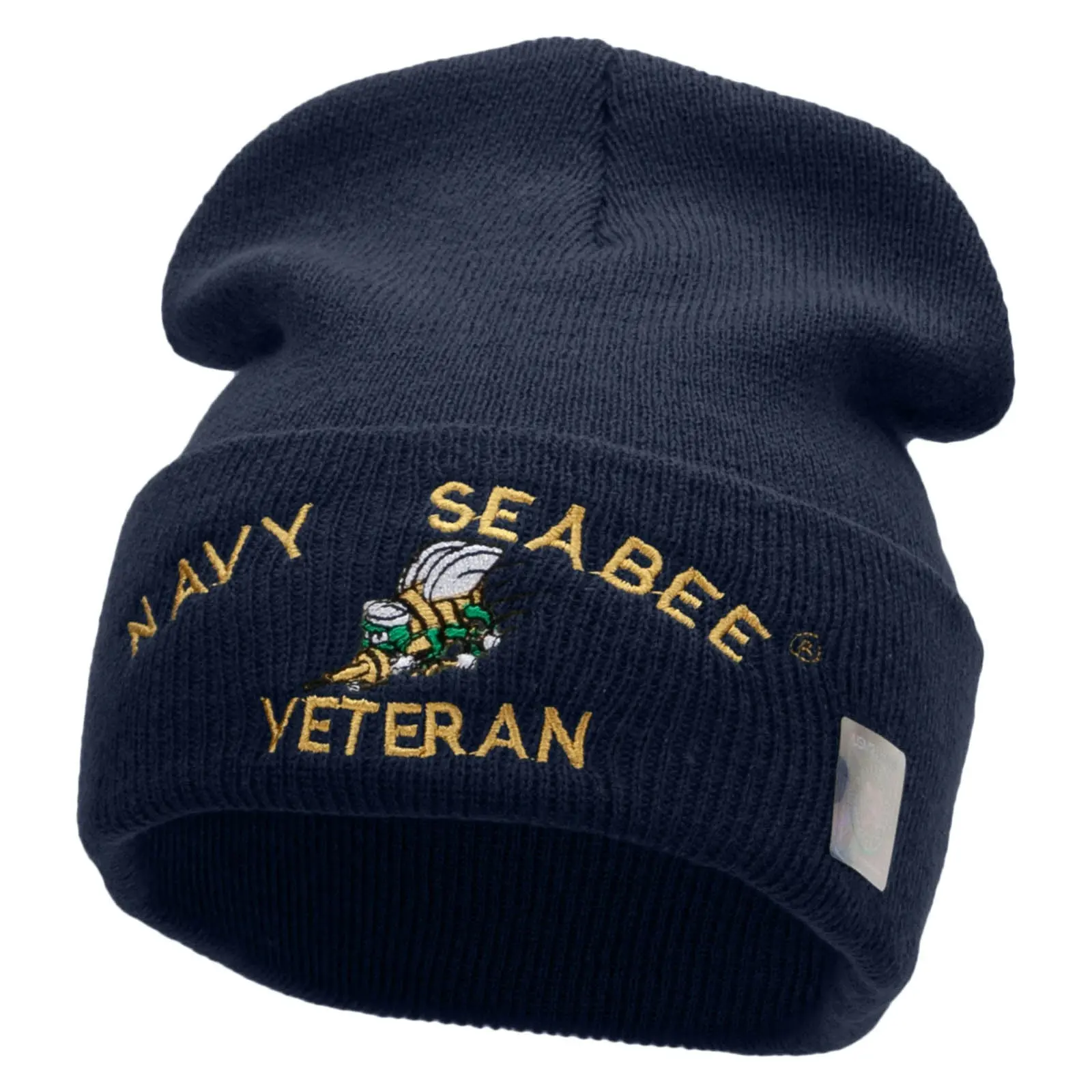 US Navy Seabee Veteran Military Embroidered Long Beanie