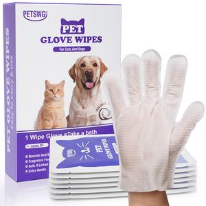 20Pcs Pet Cleaning Gloves Deodorant Bathing Wipes, Hypoallergenic Pet Cleaning Wipes Nourishing Hair Coconut Oil Dog Grooming Wipes, Puppy Bathing Gloves Wipes Cleaner