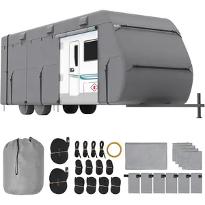 Father's Day Gift VEVOR Travel Trailer Cover, 30-33 ft RV Cover, 4-Layer Non-Woven Fabric Camper Cover, Waterproof, Windproof and Rip-Stop Class A RV Cover, with Storage Bag, Repair Patches, Straps and Tire Covers