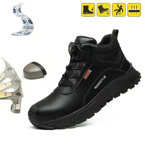 New Steel Toe Anti-Puncture Work Shoes Waterproof Wear-Resistant Lightweight Safety Protective Shoes Footwear Boy Black Bedroom Bridal Worker Closed Footwear