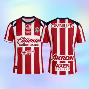 Chivas de Guadalajara 2025/26 Home Soccer Jersey – Red & White Stripe | Liga MX Fan Version | #25 Alvarado | Breathable Short Sleeve Football Shirt | Omnilife Akron | Men's Futbol Jersey for Match & Gift