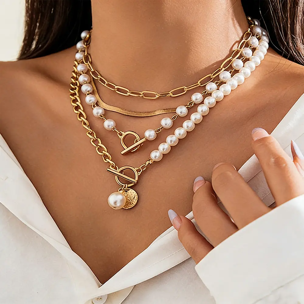 Cherrybetty Chic Metal Beaded Layered Necklace Gifts For Women/Girlfriend Versatile Budget-Friendly Fits All Occasions & Uses