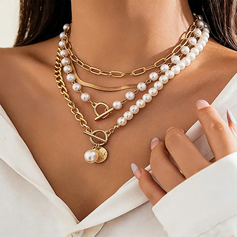 Cherrybetty Chic Metal Beaded Layered Necklace Gifts For Women/Girlfriend Versatile Budget-Friendly Fits All Occasions & Uses
