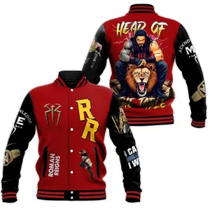 Roman Reigns Varsity Jacket Wrestling Fans, Retro Inspired Streetwear Coat, Oversized Baseball Jacket, Trendy Gift Idea