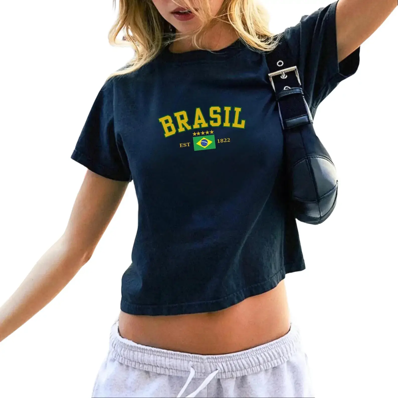 Brasil Baby Tee Y2K Graphic Shirt Vintage Brasil Tshirt Blokecore Aesthetic 90s Retro Summer T-Shirt