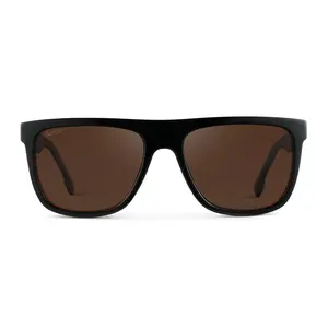WMP Eyewear Dallas Men's Polarized Flat-Top Square Sunglasses, High Quality Male Tac Acetate Sunglasses