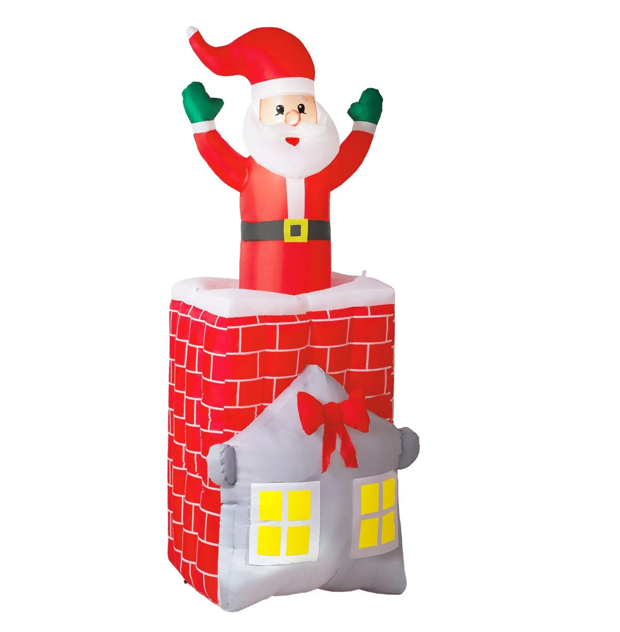 7FT Christmas Inflatable Santa in Chimney, Blow Up Holiday Decoration with LED Lights Default Title