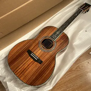 Dark Brown All Koa 00045 Acoustic Guitar, Ebony Fingerboard, with Luxury Large Vase Design, 20 Frets, Bone Nut