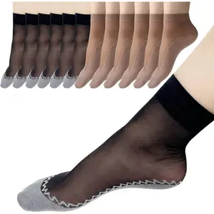 12 Pairs Nylon Socks for Women Sheer Ankle Socks w/Reinforced Bottom and  by