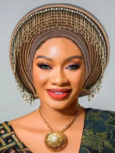 Ethnic Style Turban Hat with Fringe Decoration, Multicolor Options, Traditional Activities, Unique Fashion Choice, 1pc Headscarf Cap