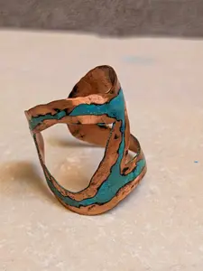Sterling-Oxidized Lacquer Copper & Turquoise Rio Ring 7.5